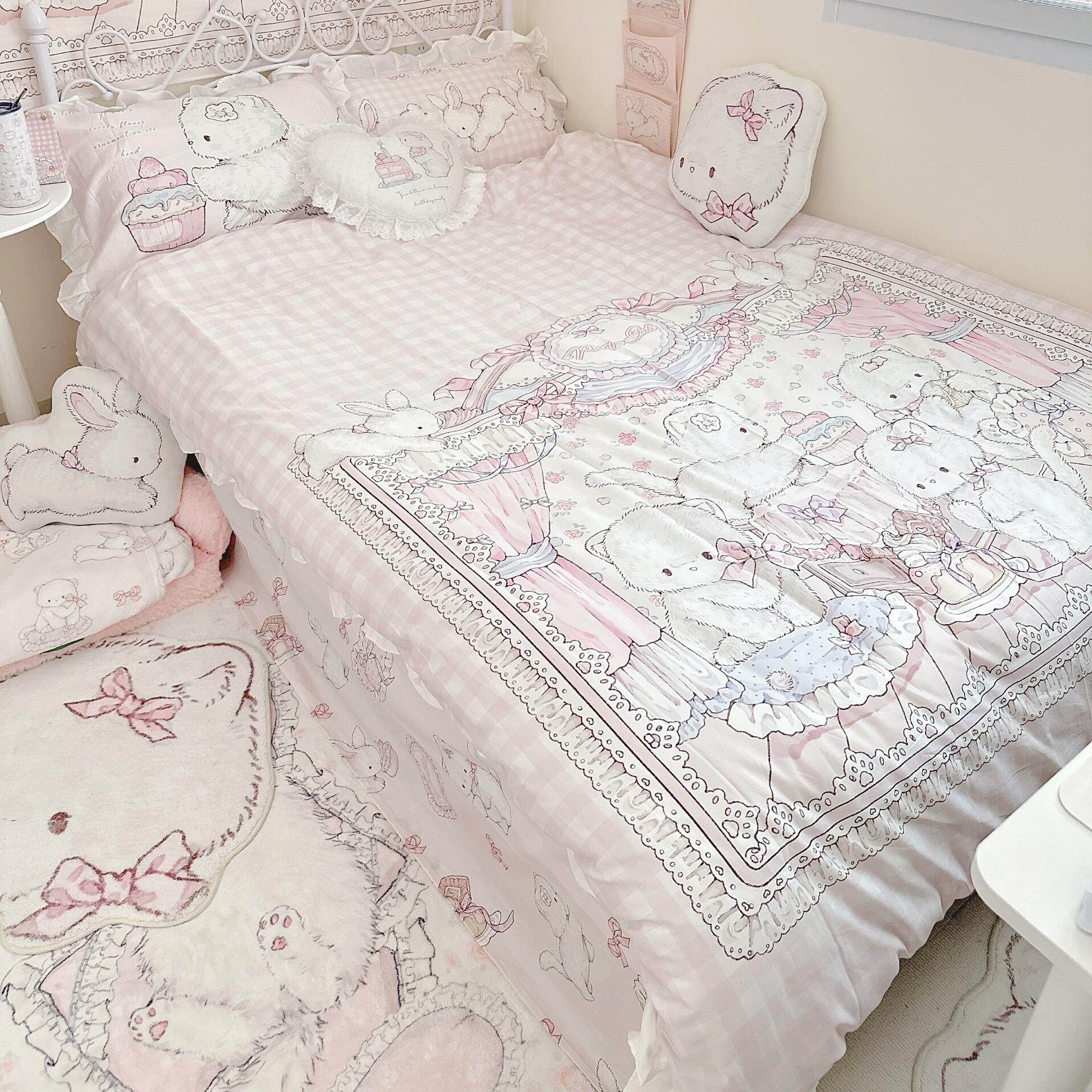 kawaii cat four-piece bed sheet and quilt cover set - Image 5