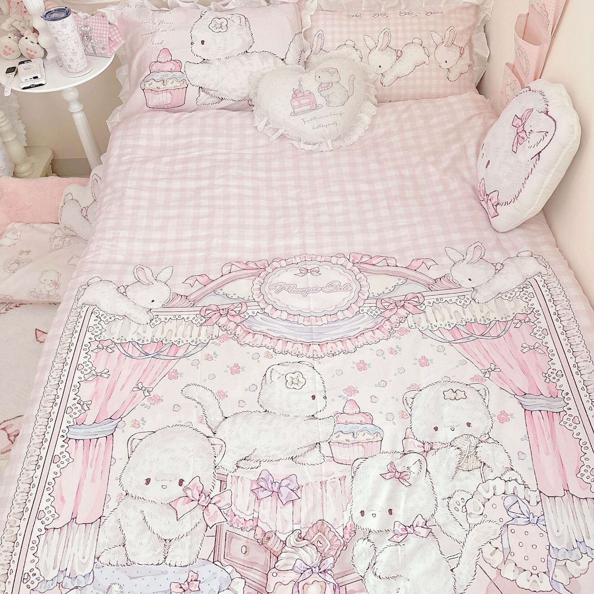 kawaii cat four-piece bed sheet and quilt cover set - Image 7