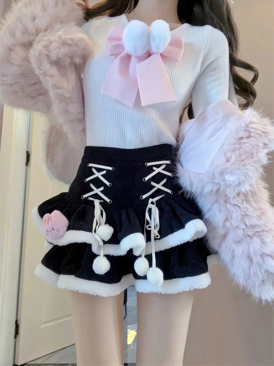 kawaii corduroy cake skirt