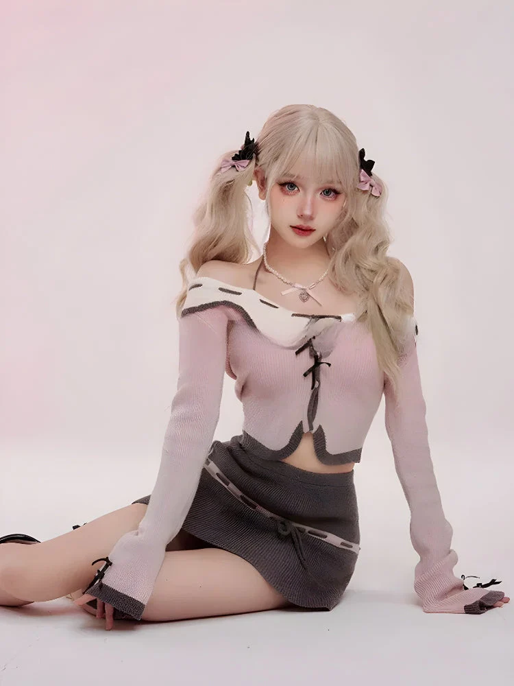 Kawaii Corduroy Knitted Two Piece Coord - Image 3