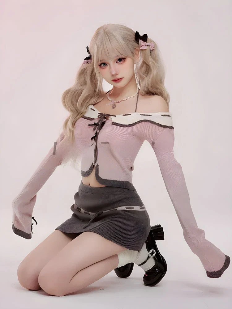 Kawaii Corduroy Knitted Two Piece Coord - Image 4