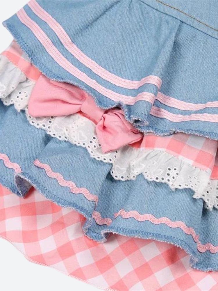 Kawaii Layered Denim Mini Skirt - Image 8