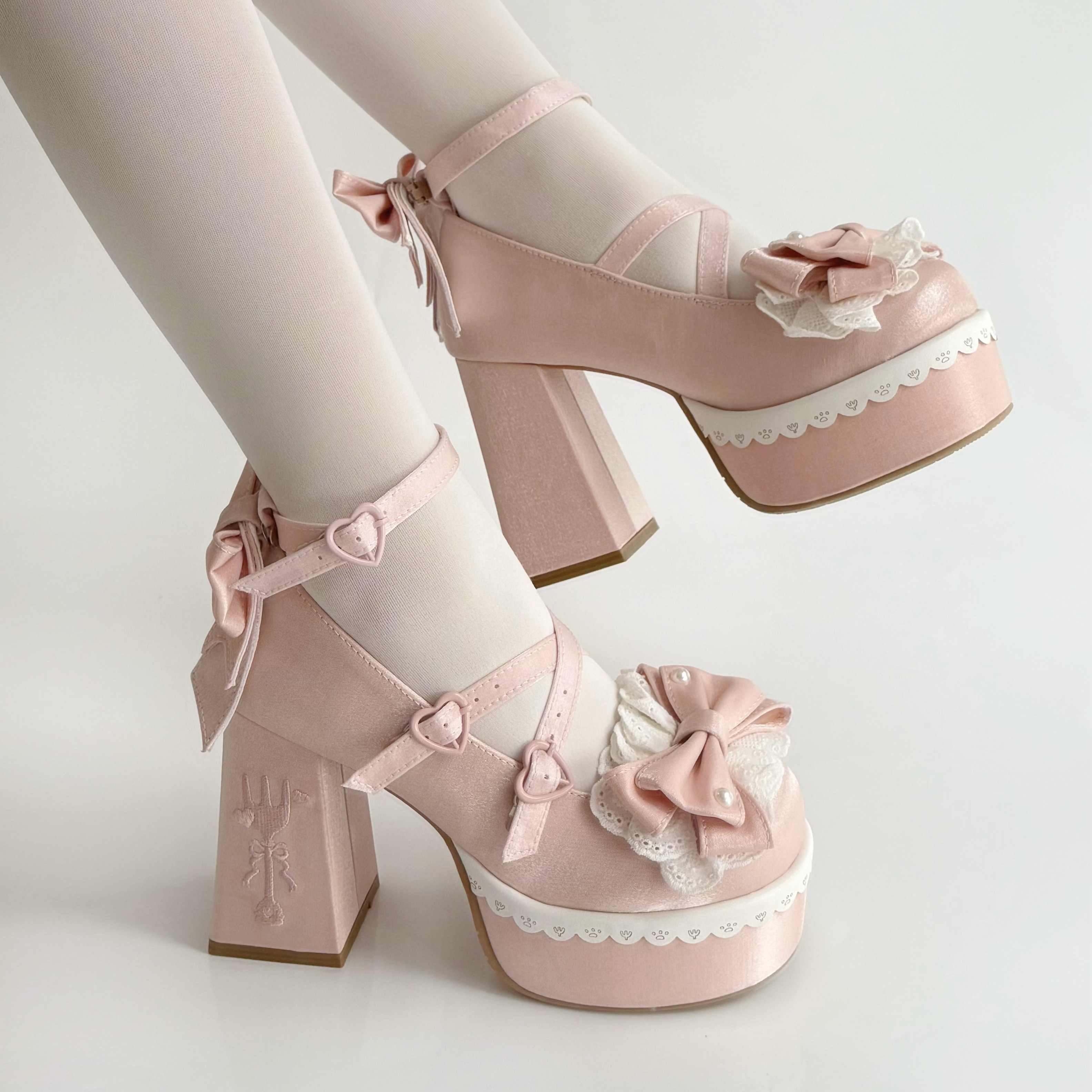 Kawaii Lolita Bows High-heeled Sandals - Image 5