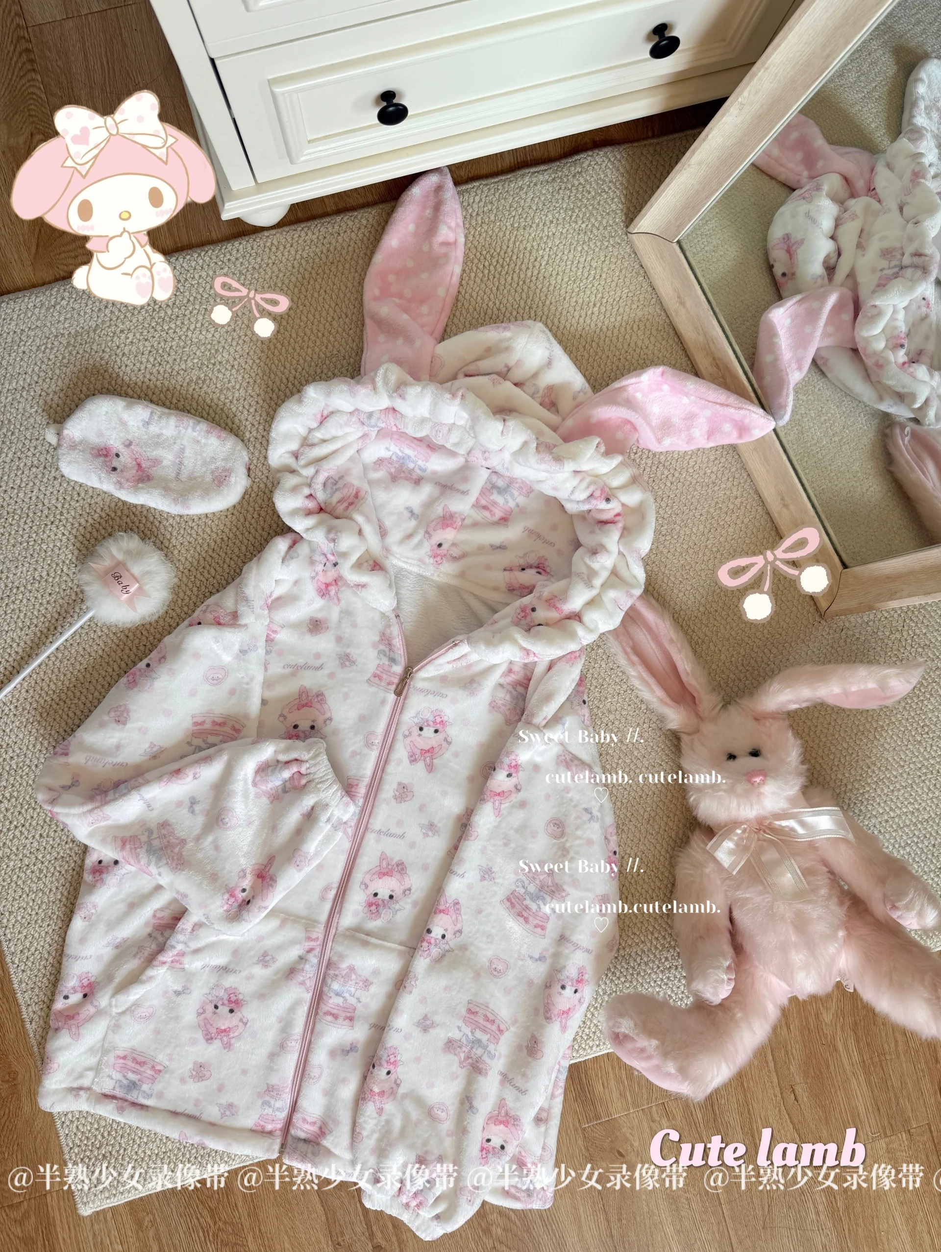 kawaii melody pink coat suit - Image 5