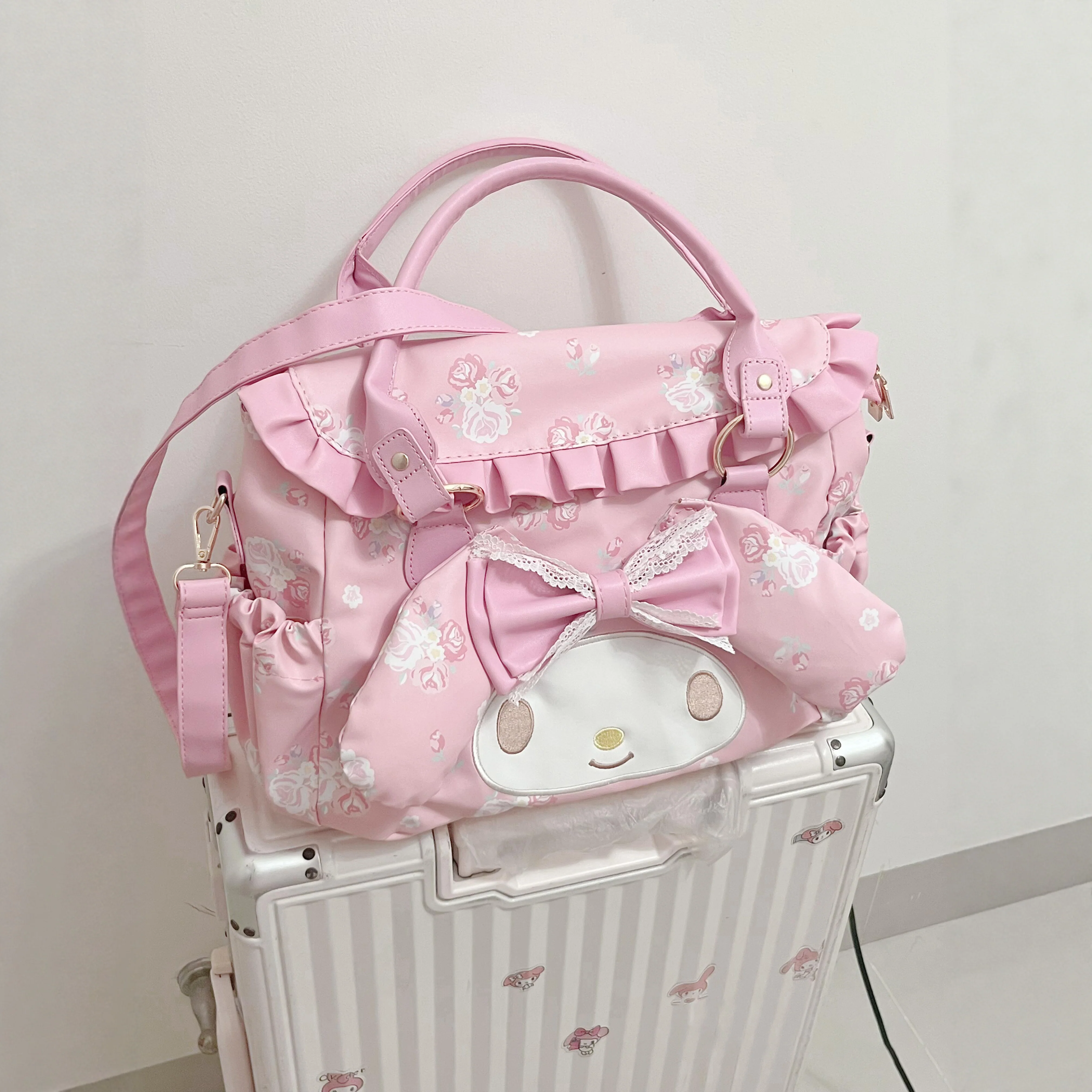 kawaii melody pink leather handbag - Image 2
