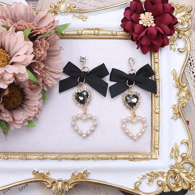 kawaii pearls bow earrings - Image 6