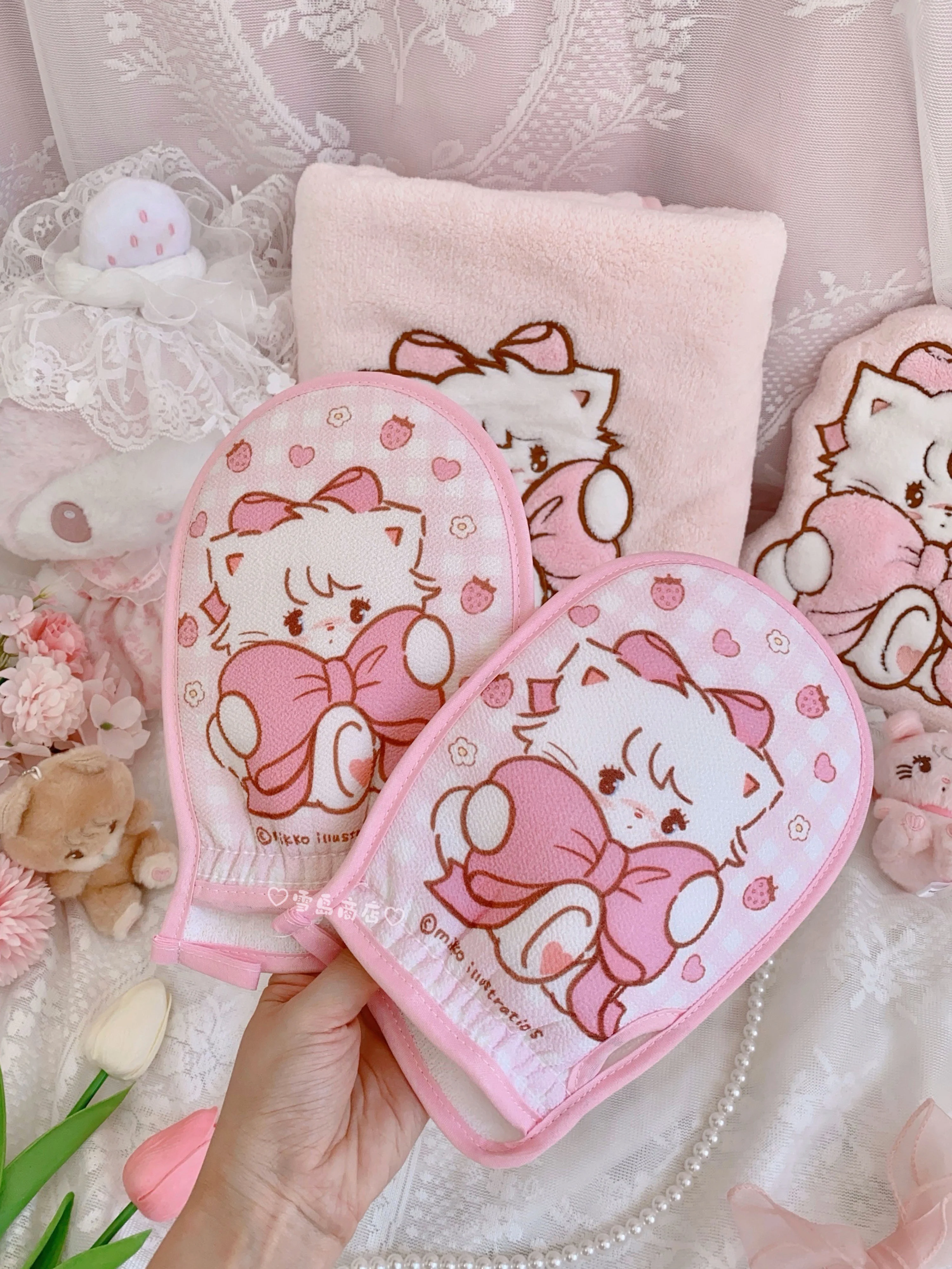 kawaii pink cute bath towel - Image 2