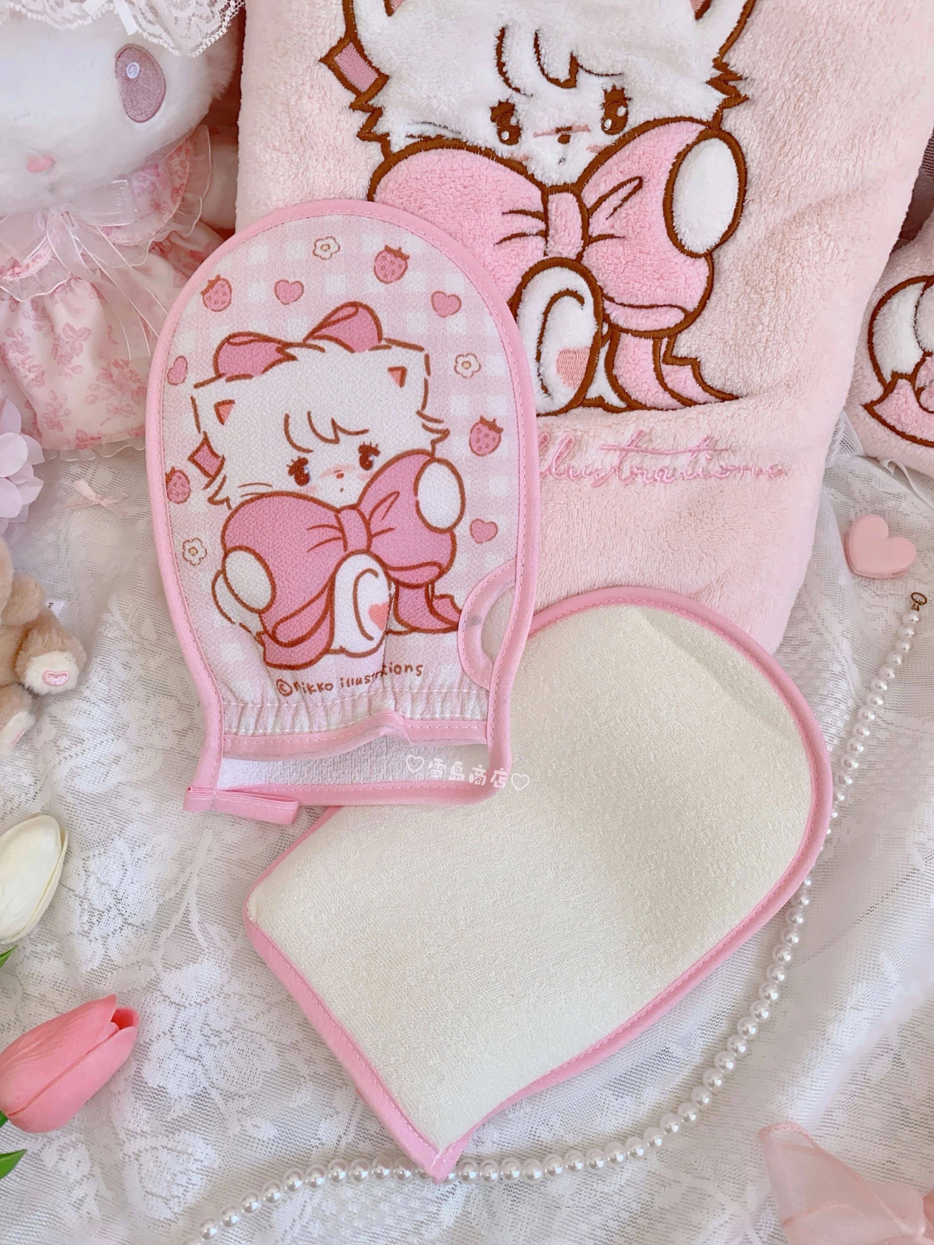 kawaii pink cute bath towel - Image 4