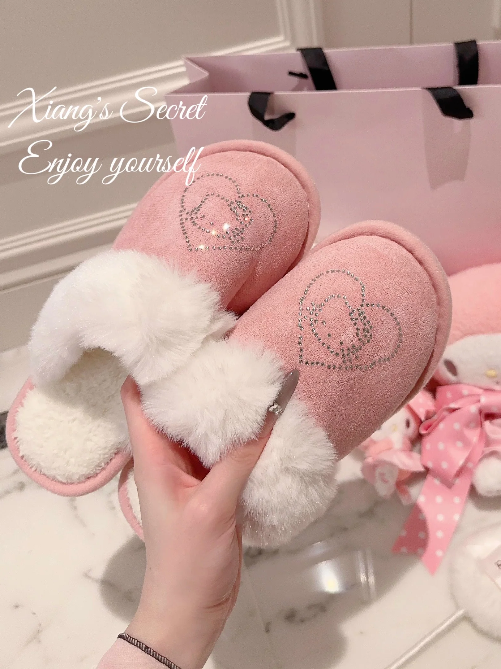 kawaii pink diamonds slippers - Image 4