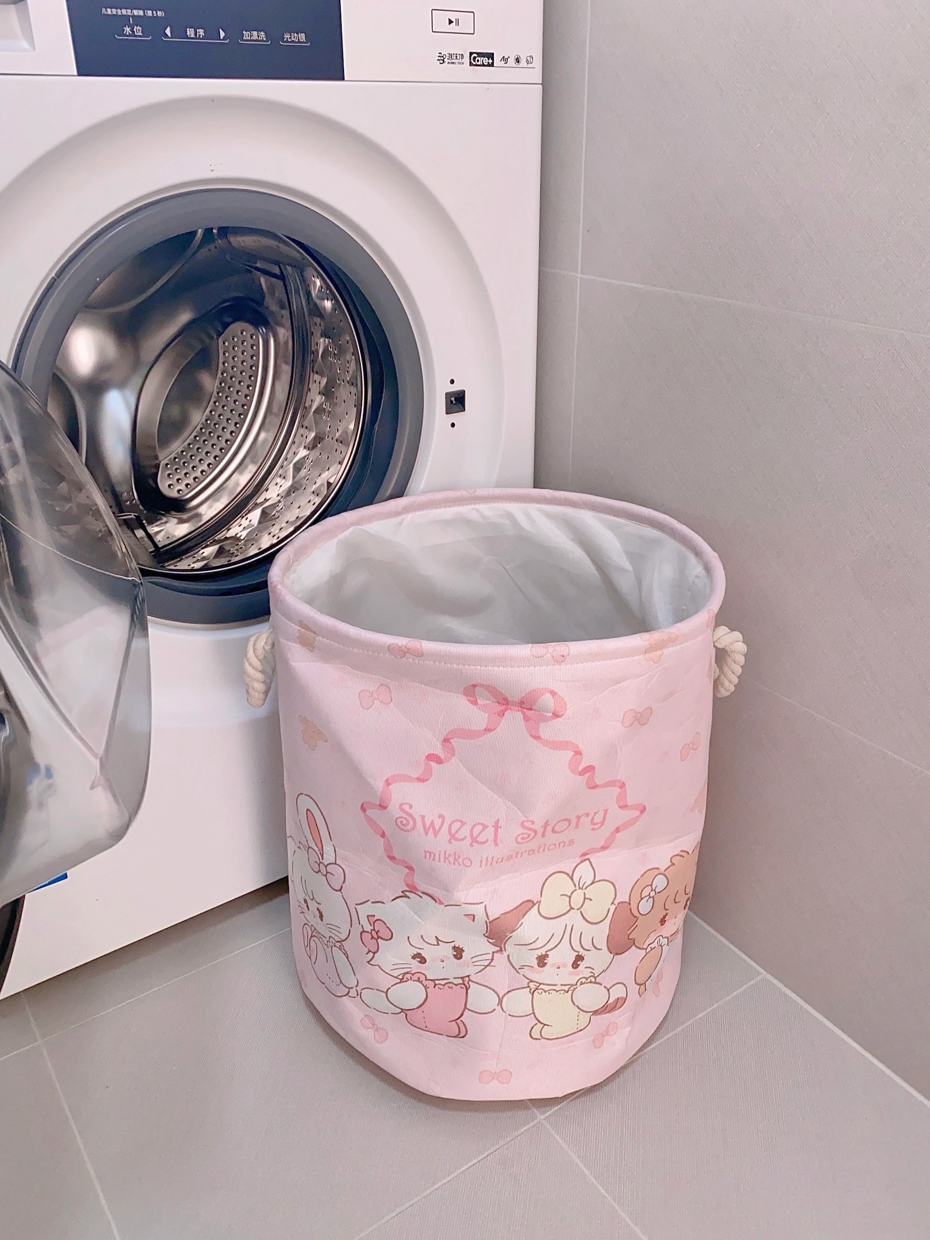 kawaii pink dirty clothes storage basket - Image 4