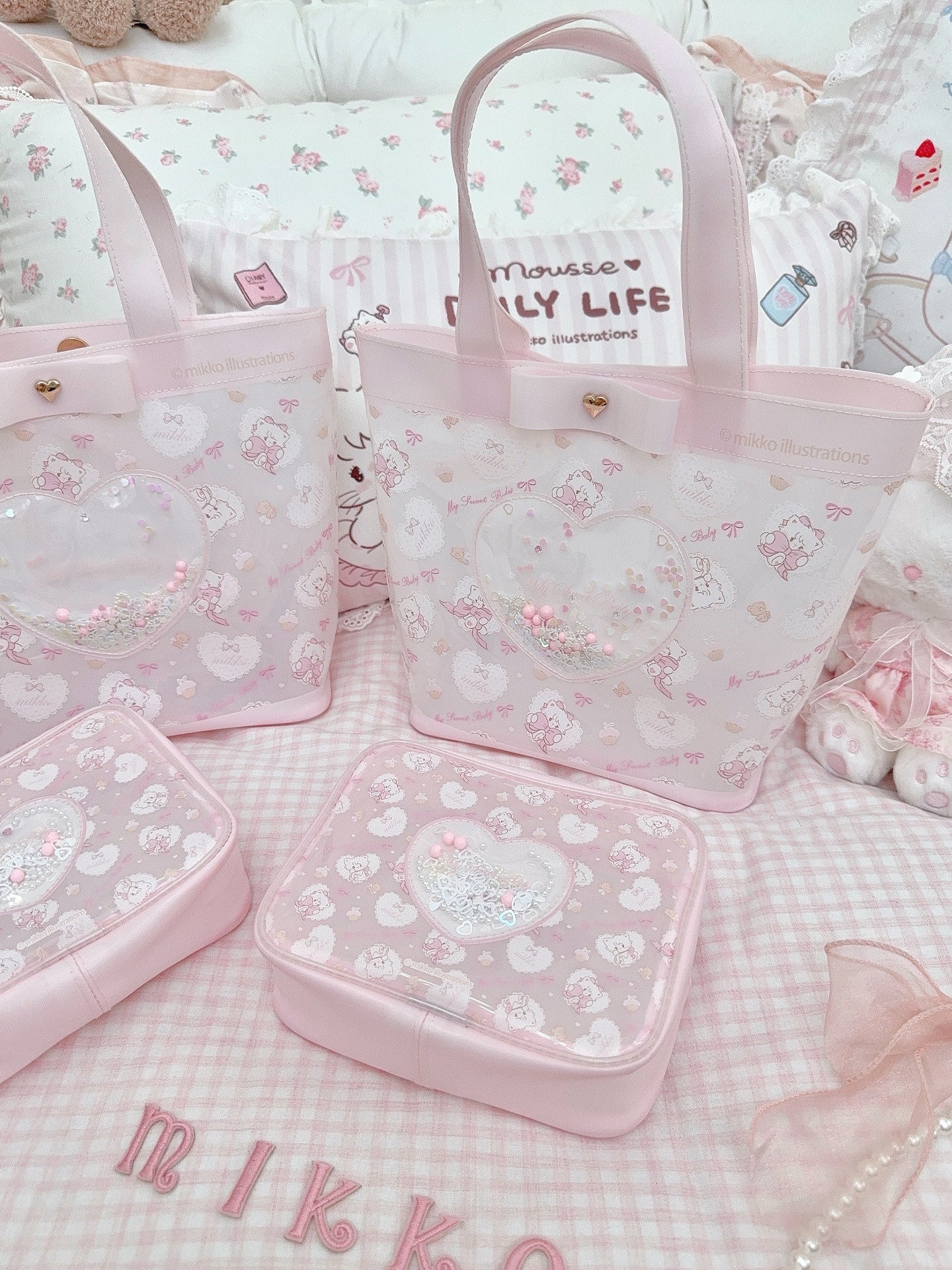 kawaii pink jelly makeup storage bag - Image 5
