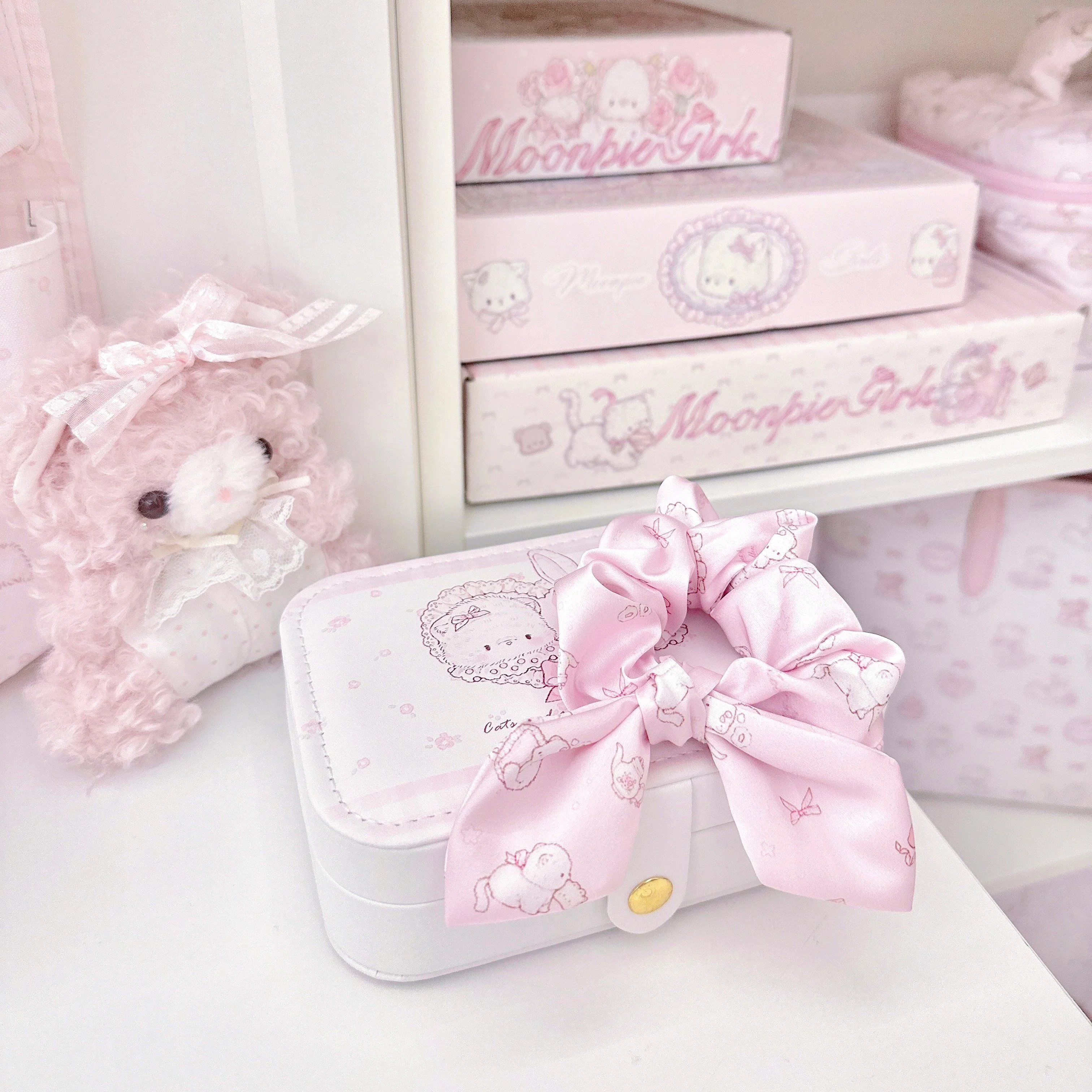 kawaii pink lace edge eye mask + hair tie - Image 8