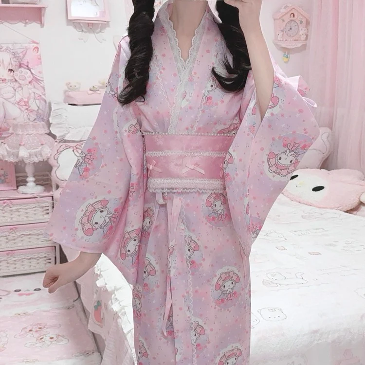 kawaii pink yukata bathrobe - Image 2