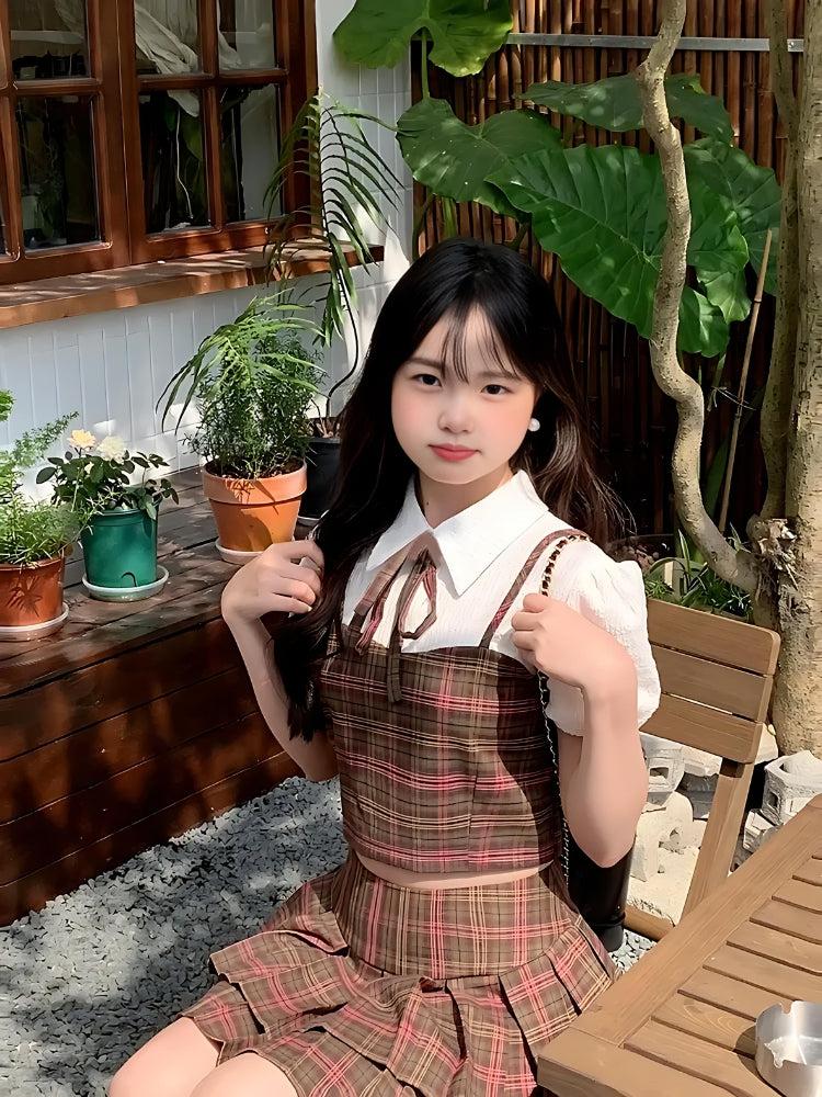 Kawaii Plaid Skirt Set - Image 3