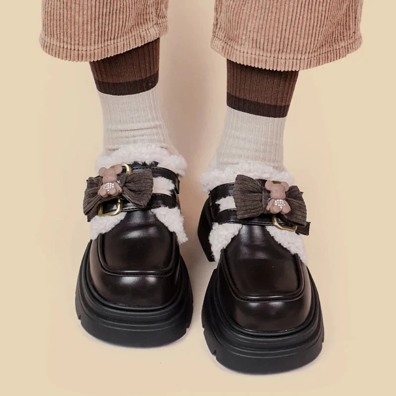 Kawaii Teddy Bear Platform Oxford Shoes - Image 2