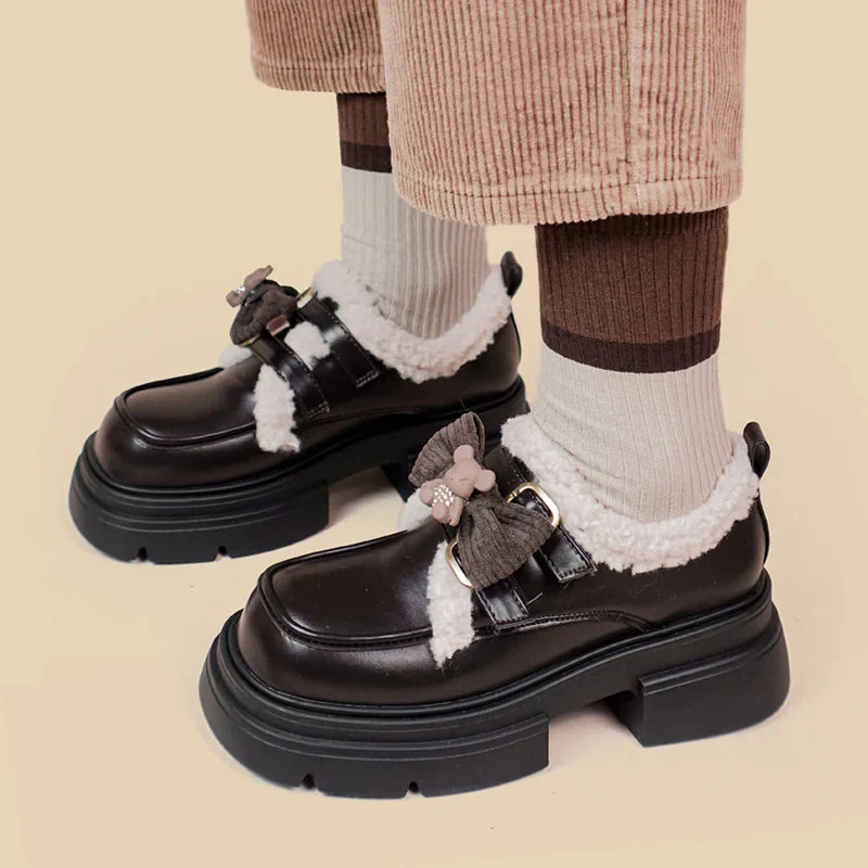 Kawaii Teddy Bear Platform Oxford Shoes - Image 3