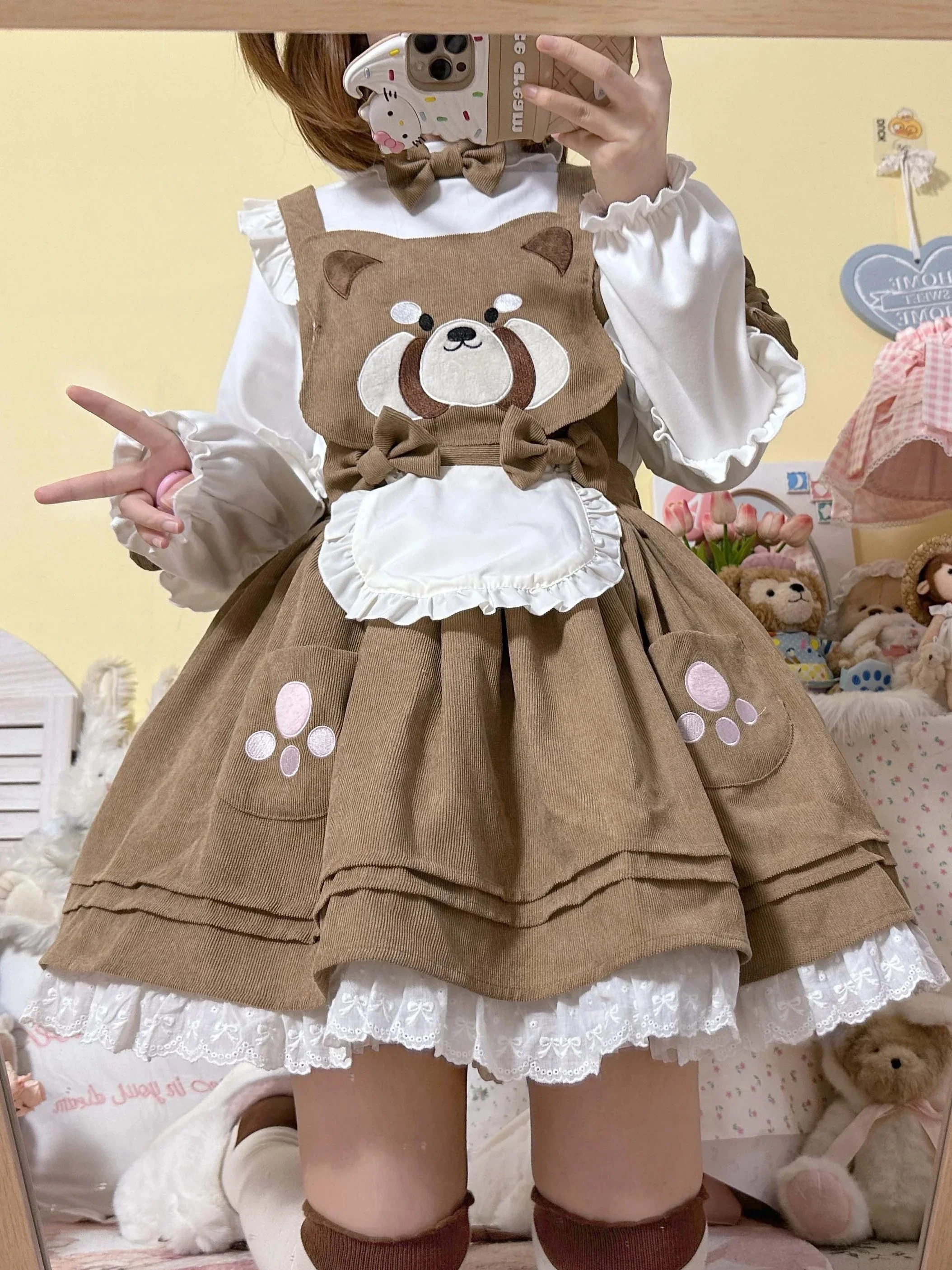 Kitsune Corudroy Suspender Dress - Image 9