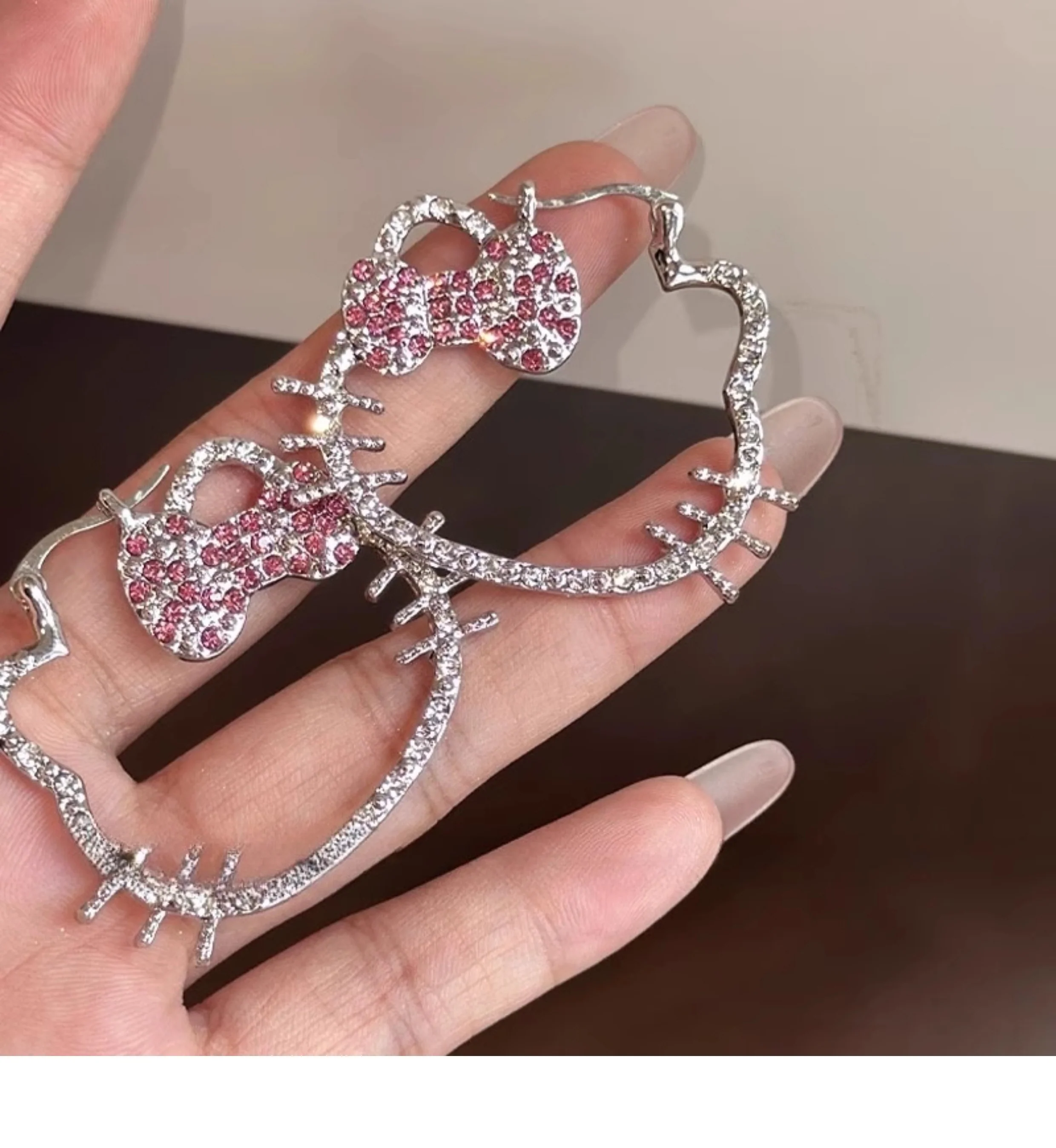 kitty diamond kawaii earrings - Image 2