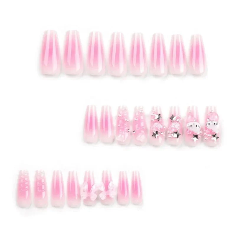 Kitty Square Long 3D Press On Nails - Image 3