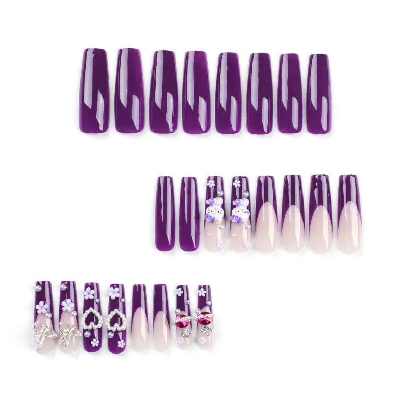 Kitty Square Long 3D Press On Nails - Image 5