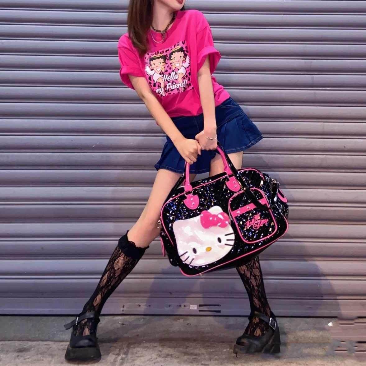 Kitty Sweetheart PU Large Travel Bag - Image 5
