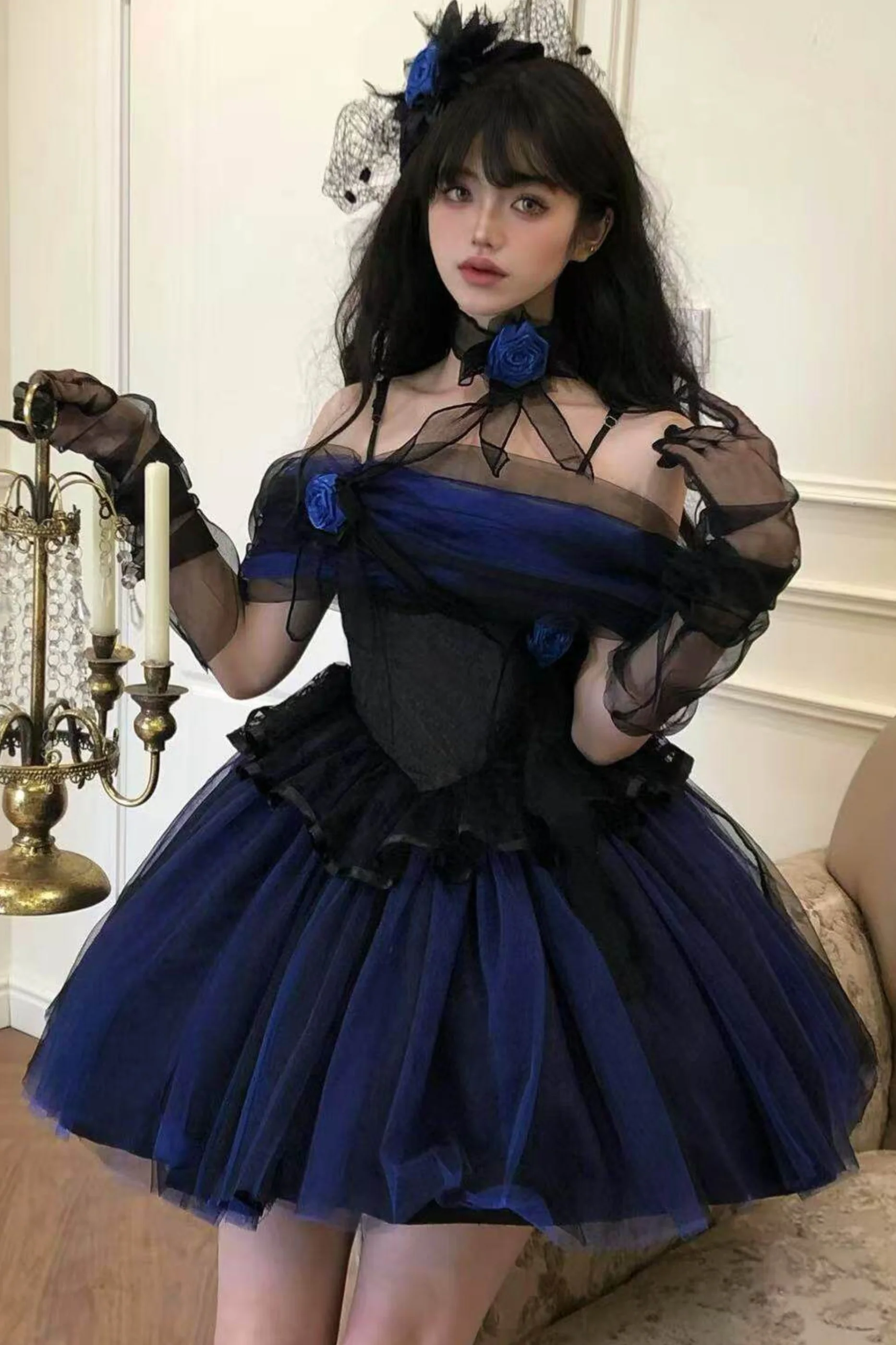 Klein Blue Shimmer Lolita Dress - Image 13