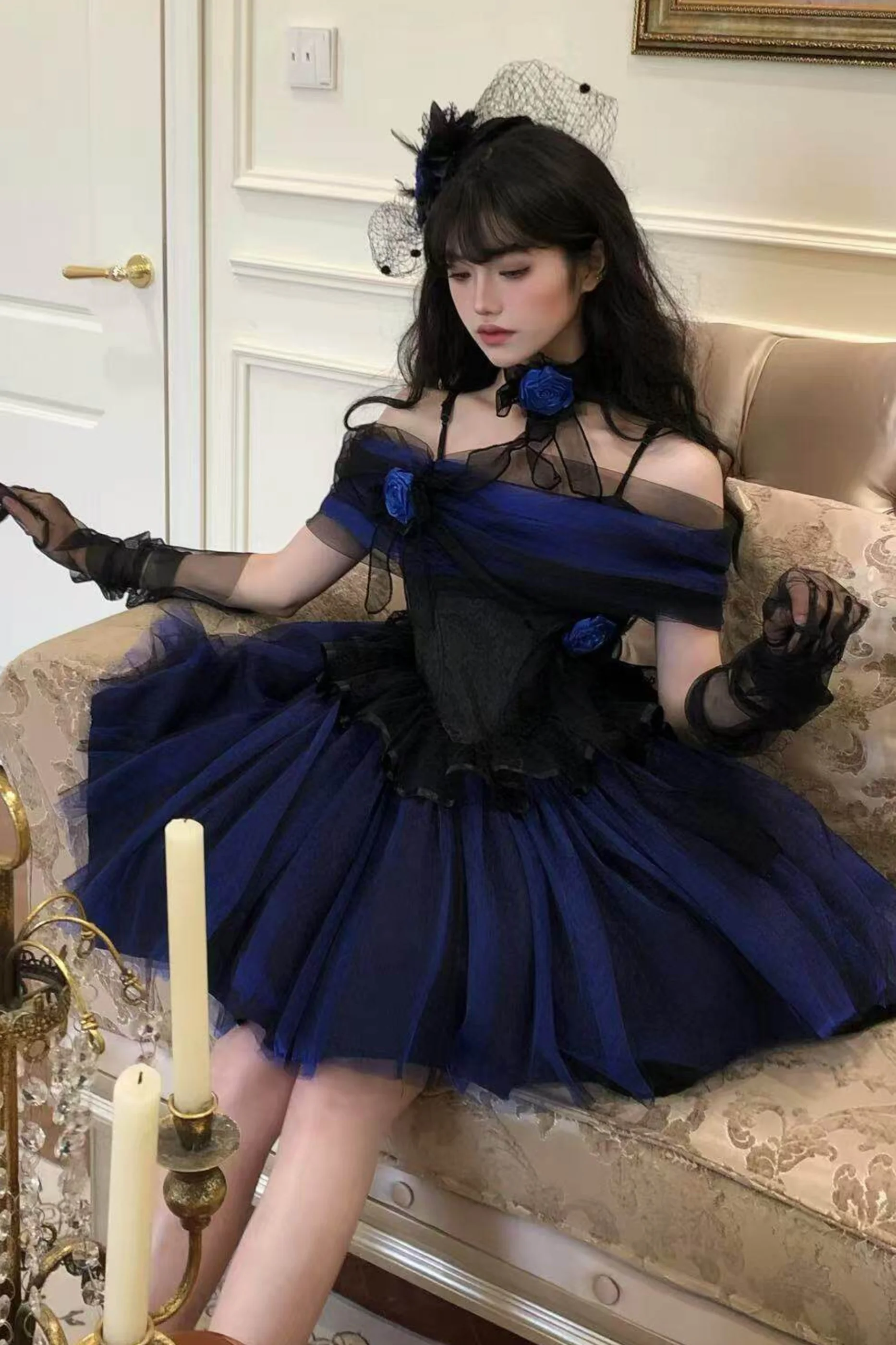 Klein Blue Shimmer Lolita Dress - Image 15