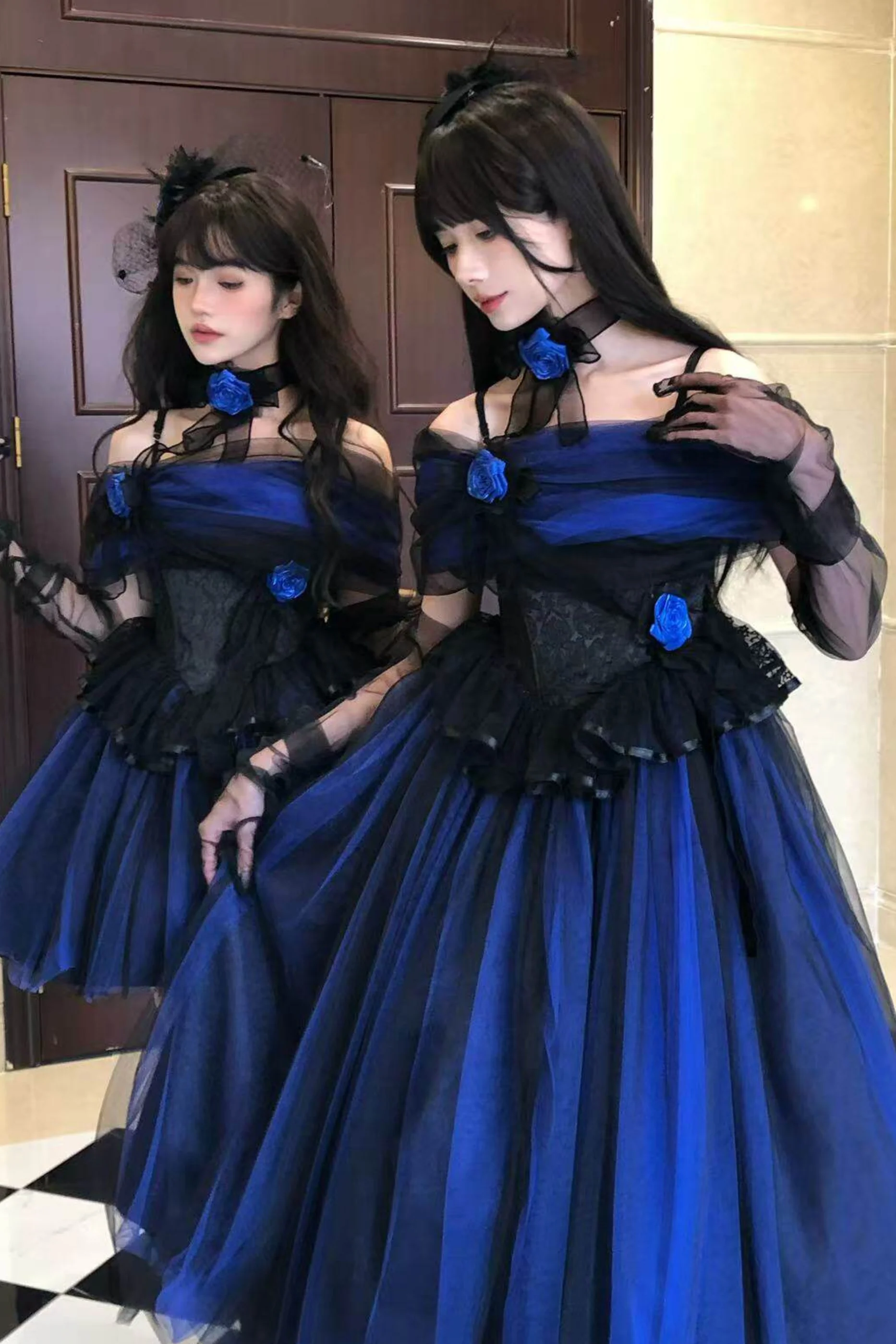 Klein Blue Shimmer Lolita Dress - Image 3