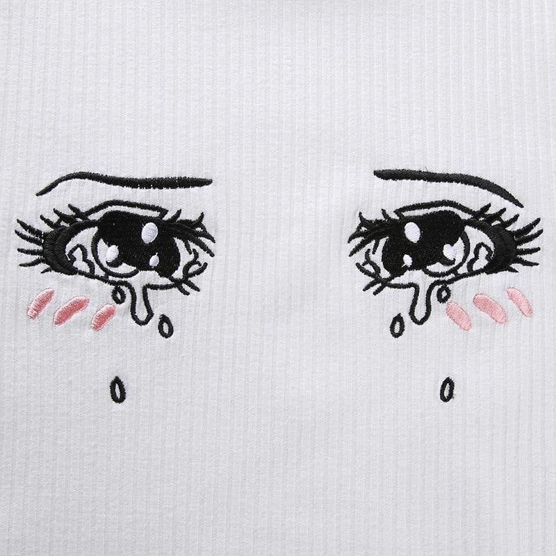 Knit Sad Eyes Crop Top - Image 20