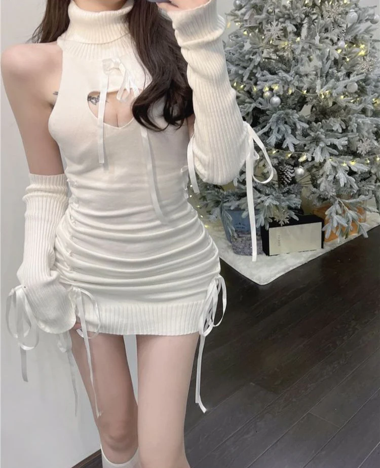 Knitted Hollow Straps Dress - Image 2
