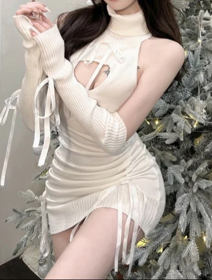 Knitted Hollow Straps Dress - Image 3
