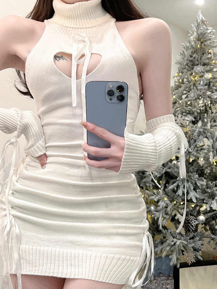 Knitted Hollow Straps Dress - Image 5