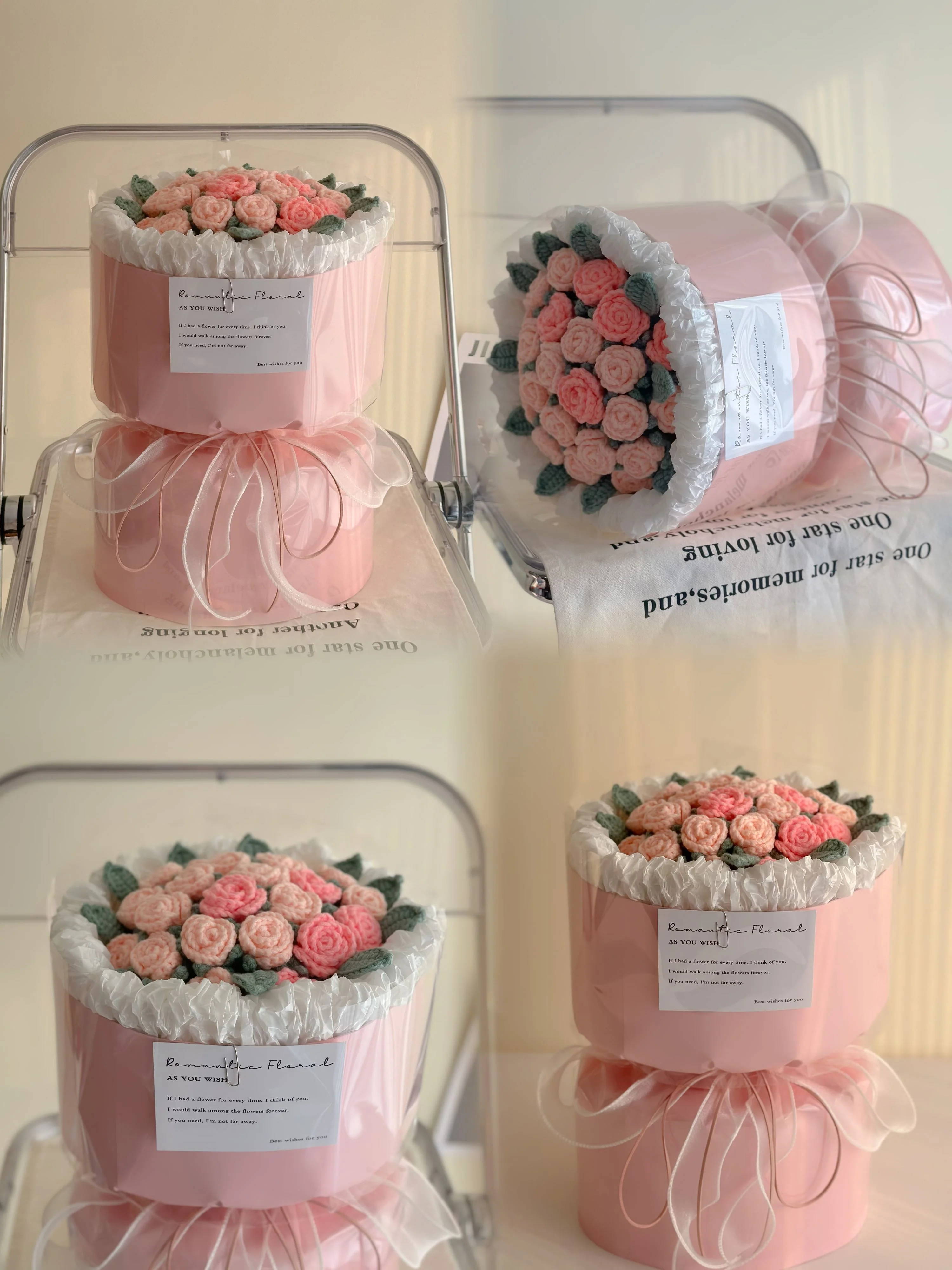 Knitted multi-head bubble rose handmade bouquet - Image 5
