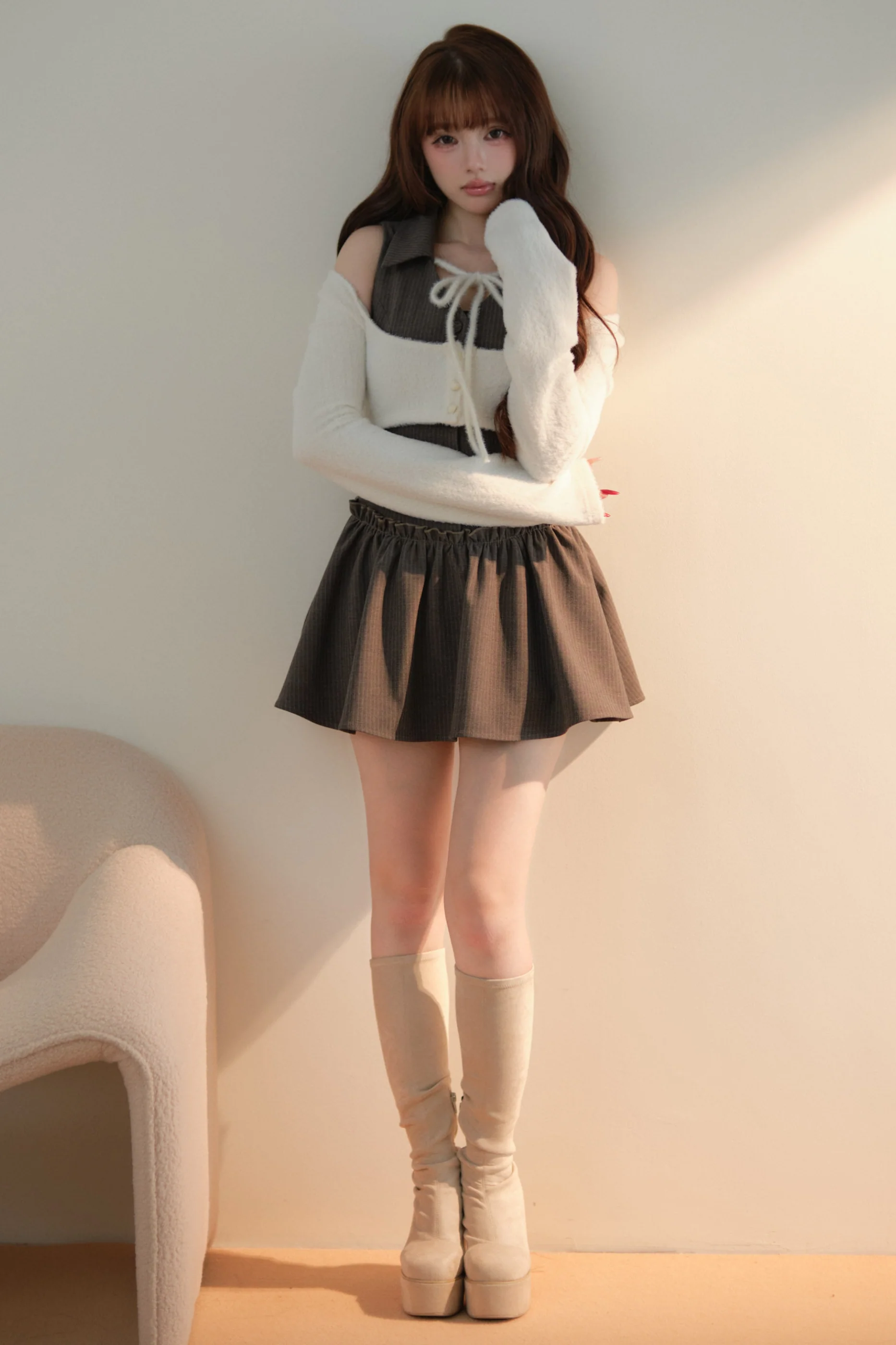 Sweet Off-Shoulder Faux Two-Piece Dress - Image 17