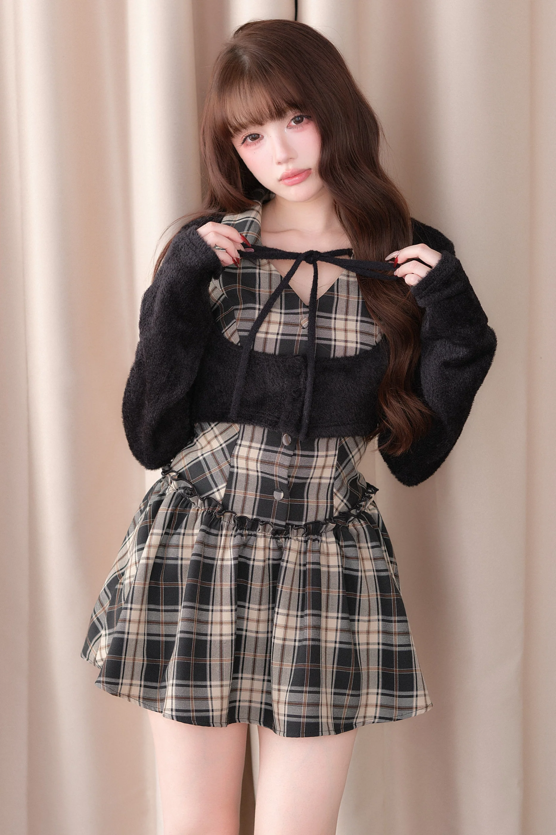 Sweet Off-Shoulder Faux Two-Piece Dress - Image 2