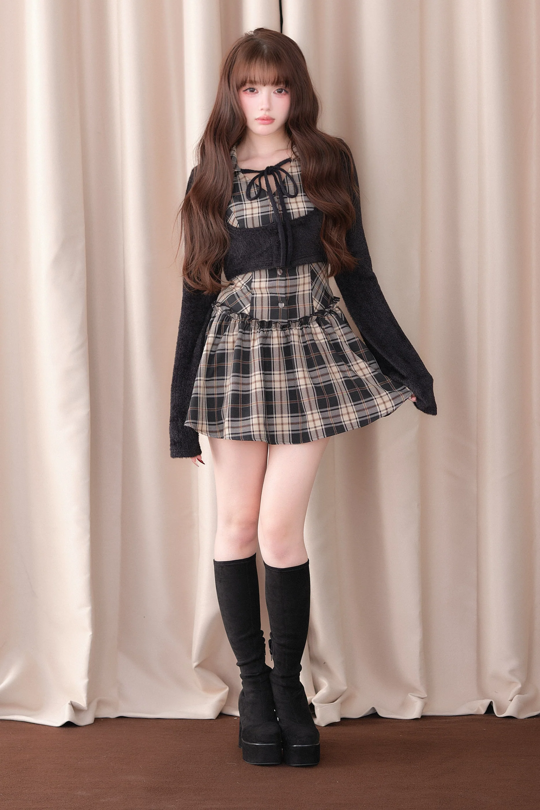Sweet Off-Shoulder Faux Two-Piece Dress - Image 3