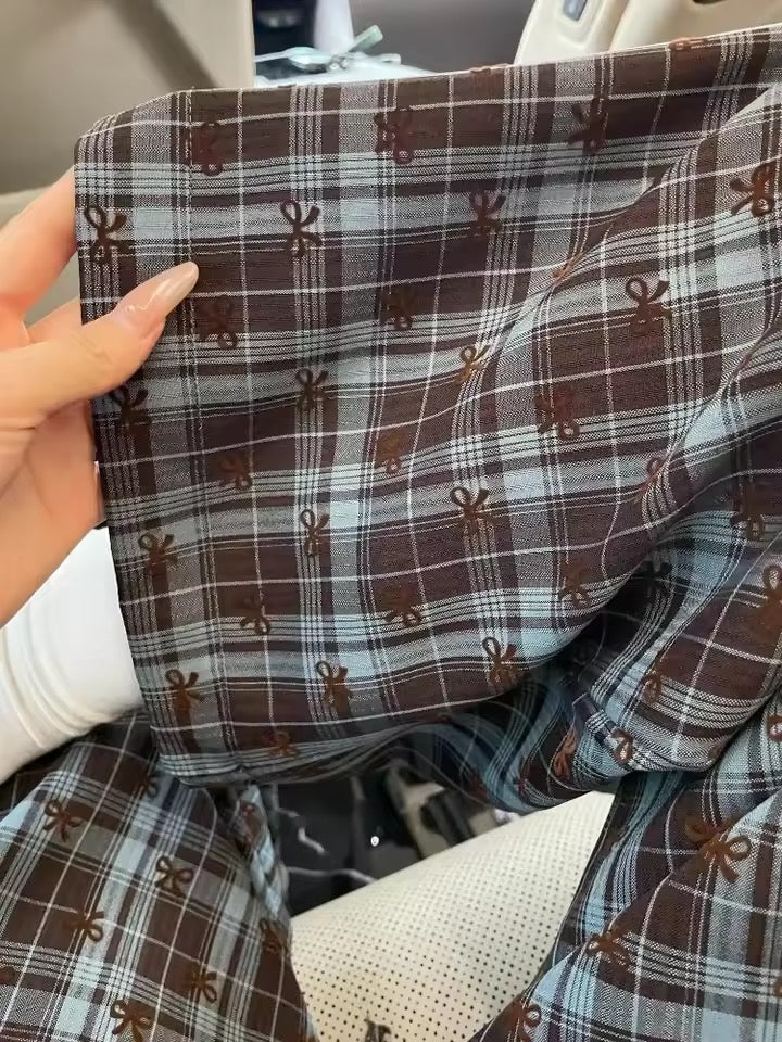 Korean Bow Plaid Pajama Pants - Image 6