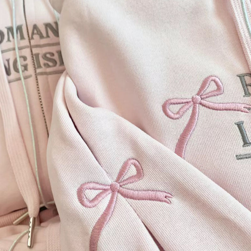 Korean girl's sleeve bow hooded sweatshirt - Image 3