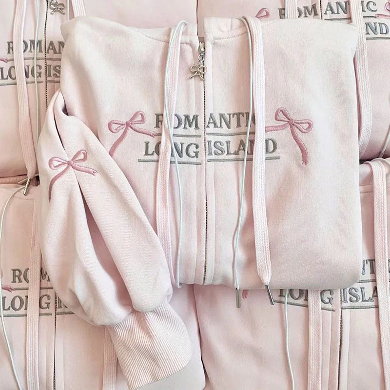 Korean girl's sleeve bow hooded sweatshirt - Image 5