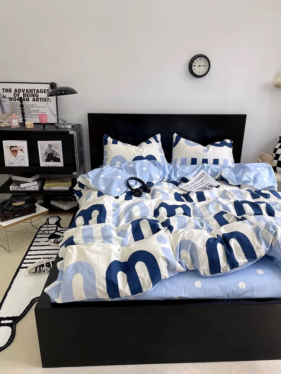 Korean Pink Letter Bedding Set - Image 11