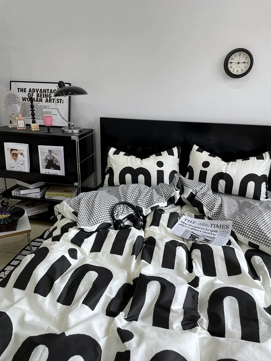 Korean Pink Letter Bedding Set - Image 13