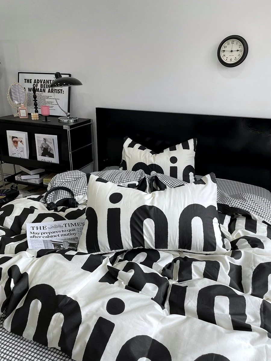 Korean Pink Letter Bedding Set - Image 8