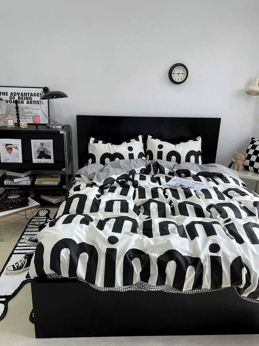 Korean Pink Letter Bedding Set - Image 9