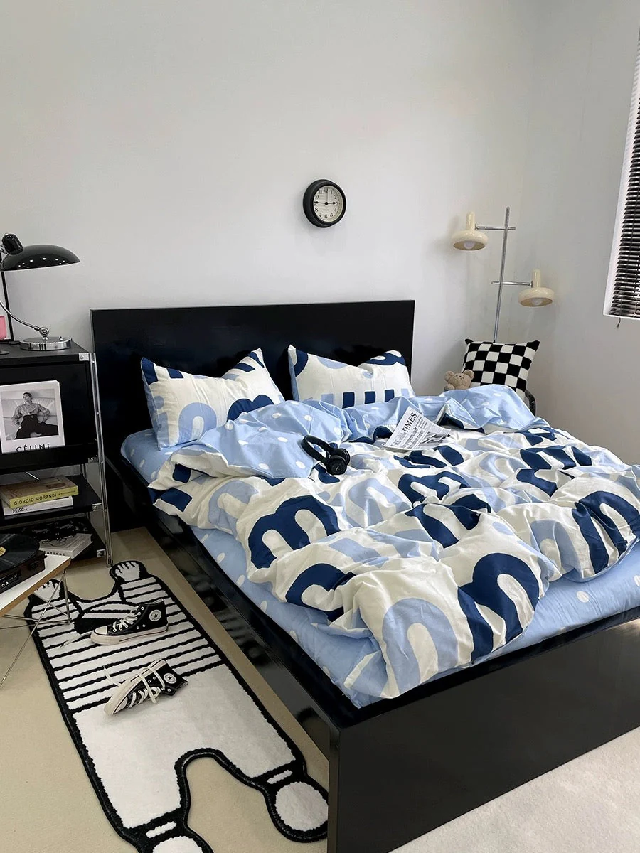 Korean Pink Letter Bedding Set - Image 5