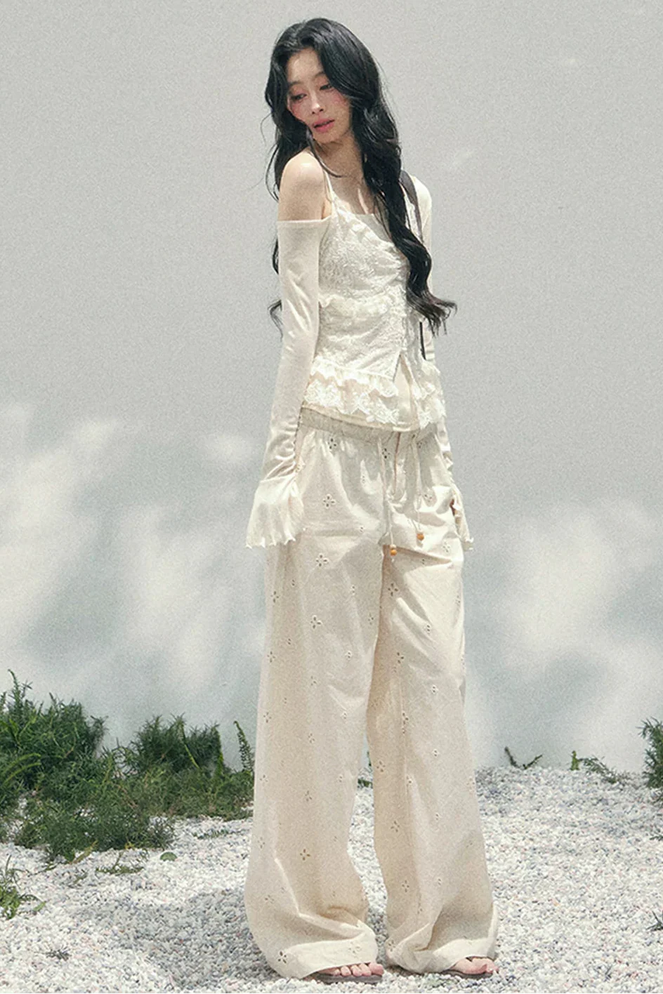 Lace Asymmetrical Strap Top - Image 8