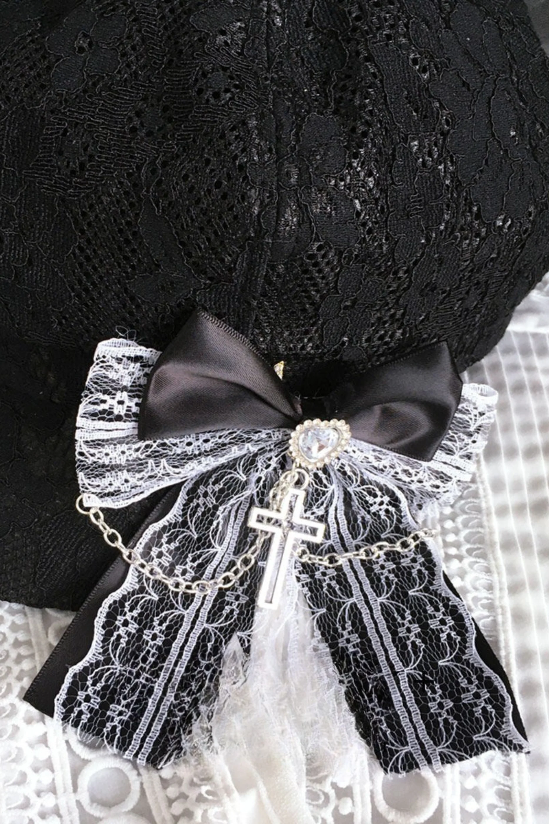 Lace Bow Beret - Image 5