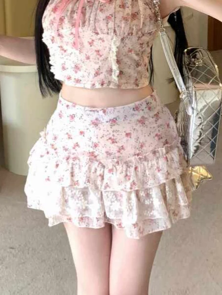 Lace Bow Floral Coquette Skirt - Image 4