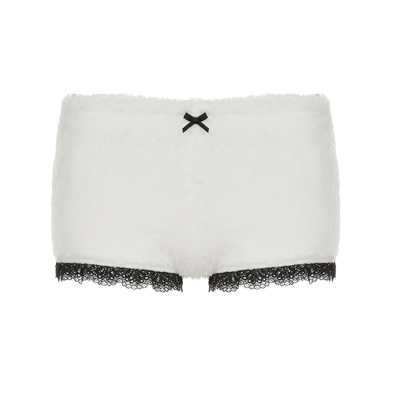 Lace Bow Plush Dark Coquette Shorts - Image 5