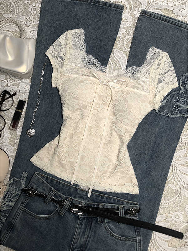 Lace Bow Retro Shirt - Image 2