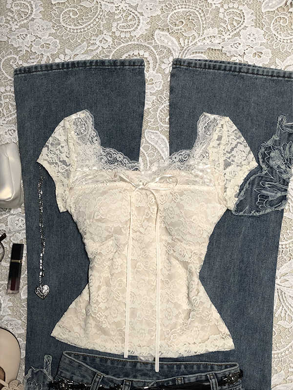 Lace Bow Retro Shirt - Image 3